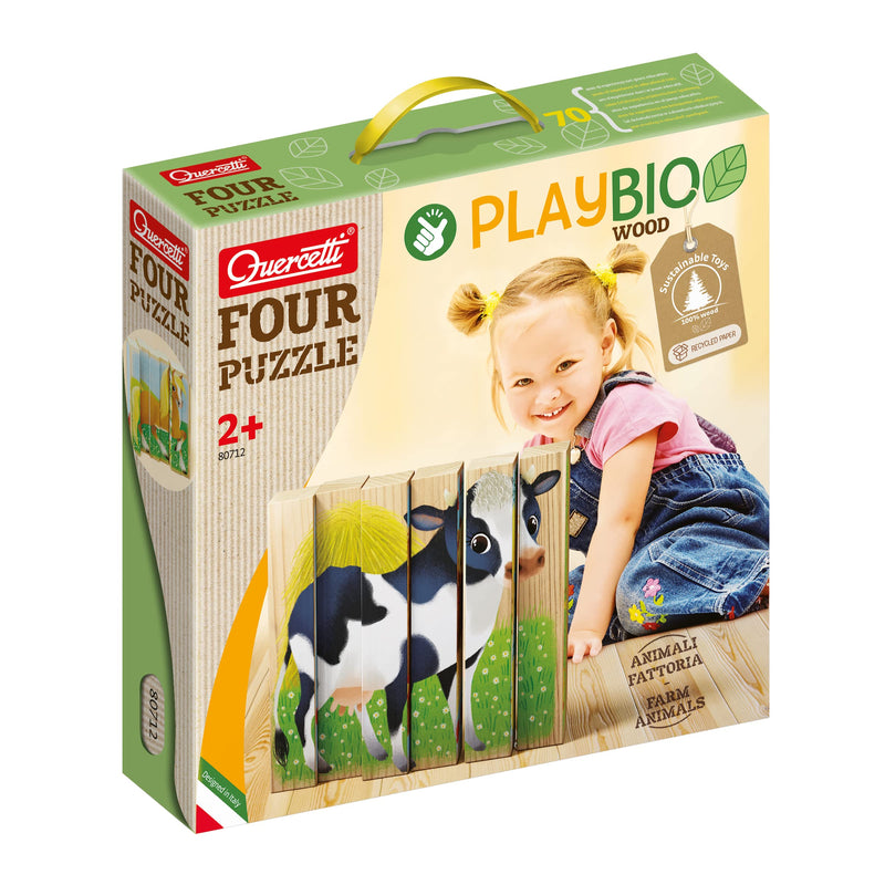 Quercetti - Four Puzzle Play Organic, Farm Animals, 80712 Animals Farm New