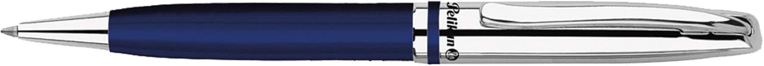 Pelikan - Jazz - Ball Pen - Metal and Night Blue - With Elastic Clip and Rotating Mechanism