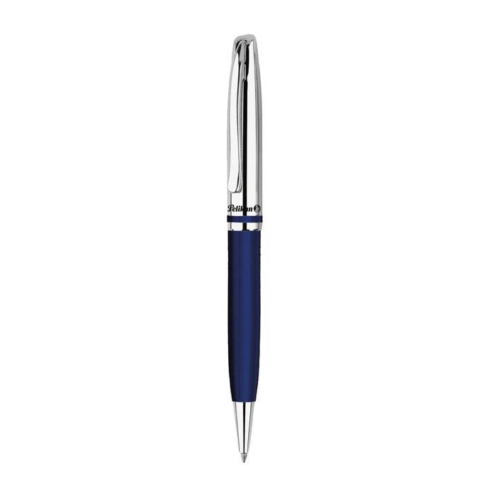 Pelikan elegante Bolígrafo metálico Linea Jazz, clip elástico y mecanismo giratorio, cuerpo azul noche y plata, tinta Pelikan negra - 0F0R58