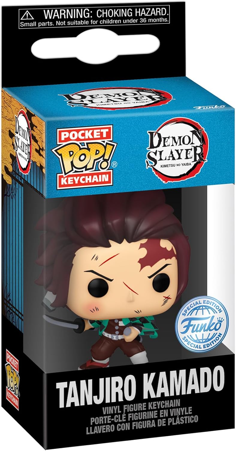 Funko Pop! Keychain: Demon Slayer - Tanjiro Kamado - Bloody Novelty Keyring - Collectable Mini Figure - Stocking Filler - Gift Idea - Official Merchandise - Anime Fans - Backpack Decor