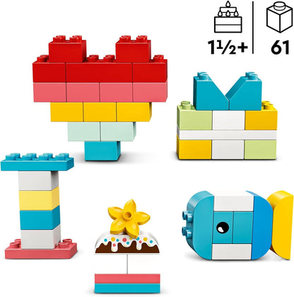 LEGO 10909 DUPLO Classic Heart Box, First Bricks Building Toy, Educational Activity and Development Set, Early Learning Toys for Toddlers 1.5-3 Years Old Single
