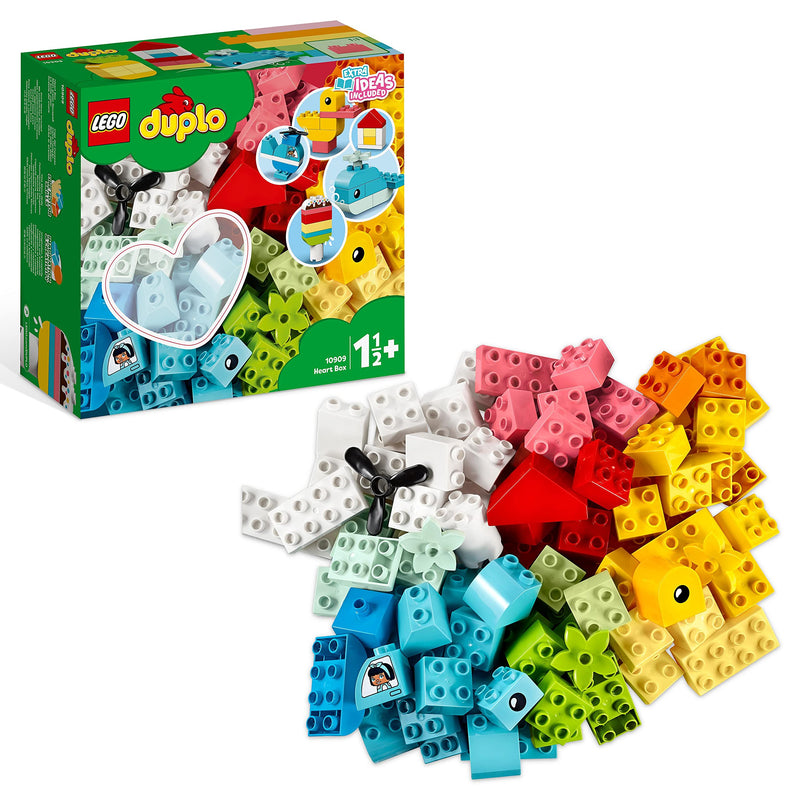 LEGO 10909 DUPLO Classic Heart Box, First Bricks Building Toy, Educational Activity and Development Set, Early Learning Toys for Toddlers 1.5-3 Years Old Single