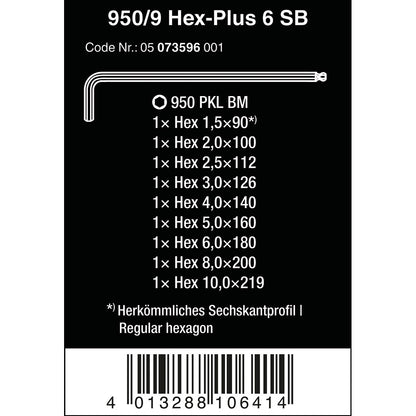Wera WER073596 Hexagon Key Sets