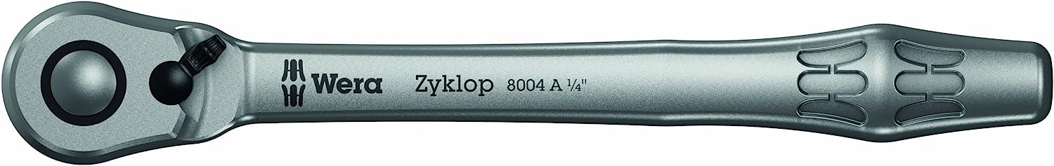 Wera 05004004001 8004 A Zyklop Metal-Knarre mit Umschalthebel mit 1/4Zoll-Antrieb, 1/4 Zoll x 141.0 mm