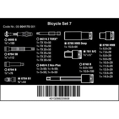 Wera 05004175001 Bicycle Set 7, 3/8" Knarren Satz, 27-teilig