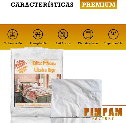 PIMPAM Factory Waterproof Breathable Anti Dust Mite Cotton Anti Wound Mattress Cover White, Leather Fabric Cotton polyurethane, White, 2er-Pack 180 x 200 cm
