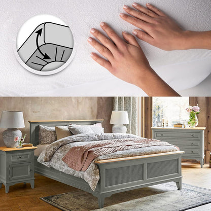 PIMPAM Factory Waterproof Breathable Anti Dust Mite Cotton Anti Wound Mattress Cover White, Leather Fabric Cotton polyurethane, White, 2er-Pack 180 x 200 cm