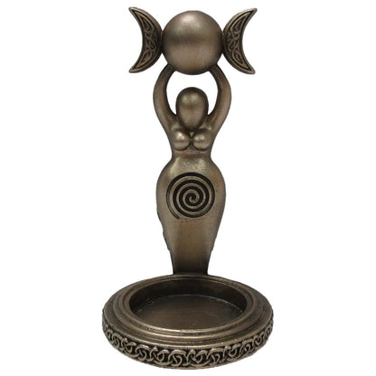 Exclusive Bronze Spiral Goddess Tea Light Holder 12Cm