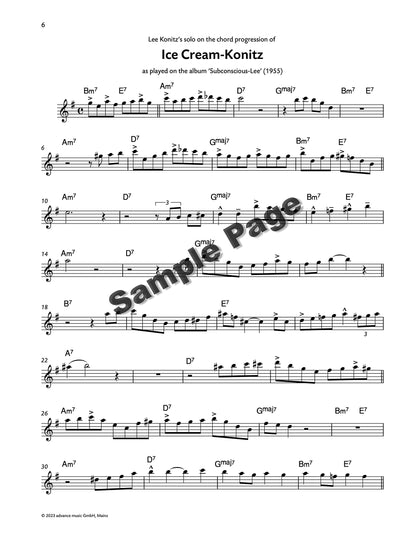 Lee Konitz - Solo Transcriptions for Alto Saxophone - Alto Saxophone Sheet Music - Advance Music (ADV 7161): Solo Transcriptions for Alto Saxophone. alto saxophone. Recueil de pièces instrumentales.