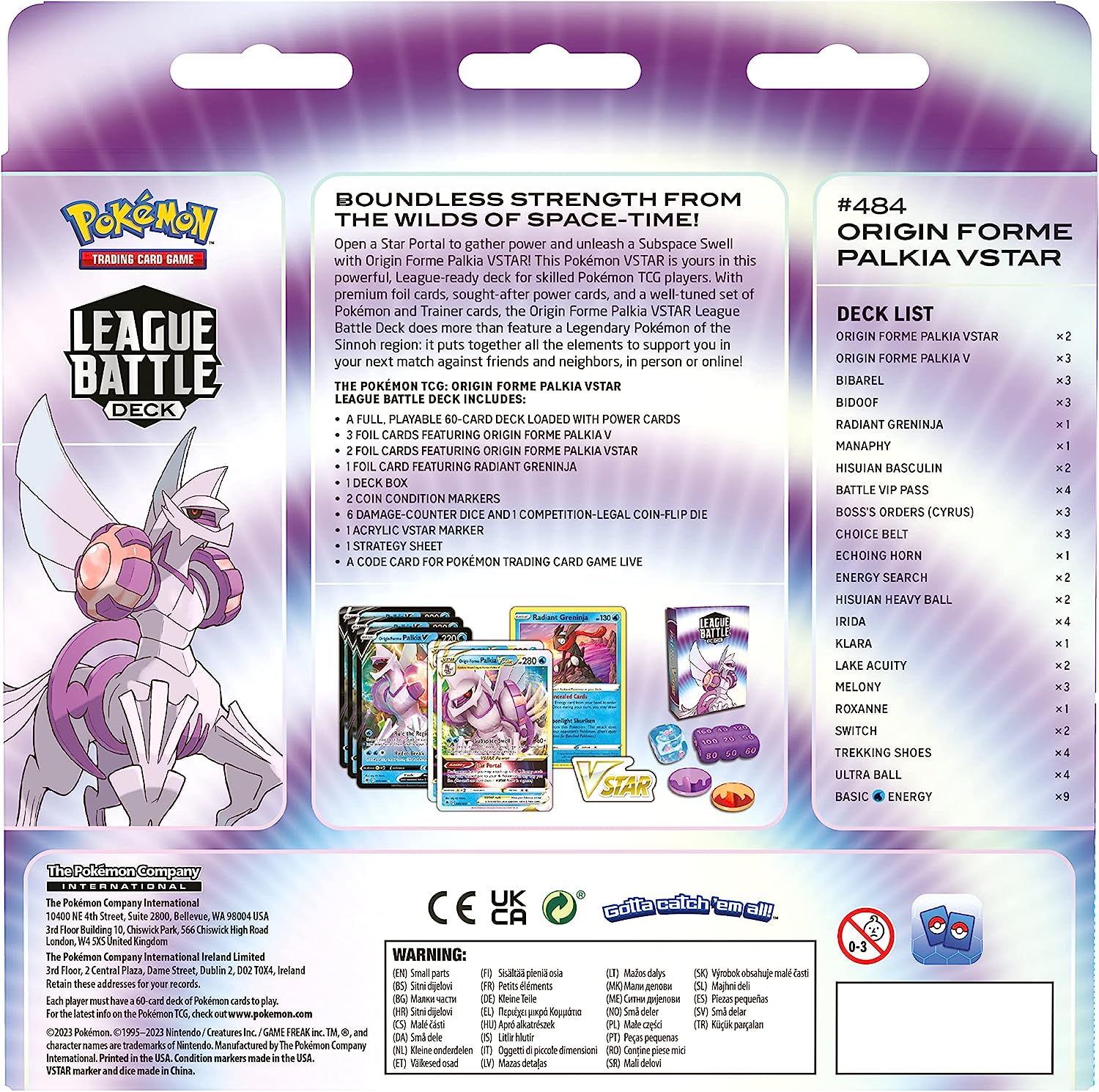 Pokémon TCG: Origin Forme Palkia VSTAR League Battle Deck (60-Card Ready-to-Play Deck, 3 Foil V Cards & 2 Foil VSTAR Cards