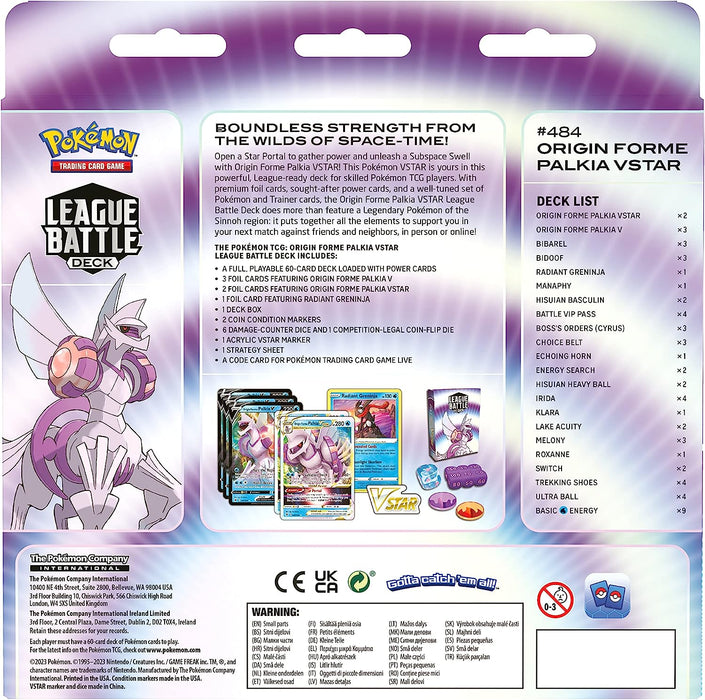 Pokémon TCG: Origin Forme Palkia VSTAR League Battle Deck (60-Card Ready-to-Play Deck, 3 Foil V Cards & 2 Foil VSTAR Cards