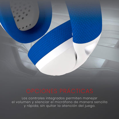 Redragon IRE White/Blue H848B Wireless Bluetooth Headphones with USB Dongle, Ultralight 180g, Detachable Mic, PC, Console, Mobile