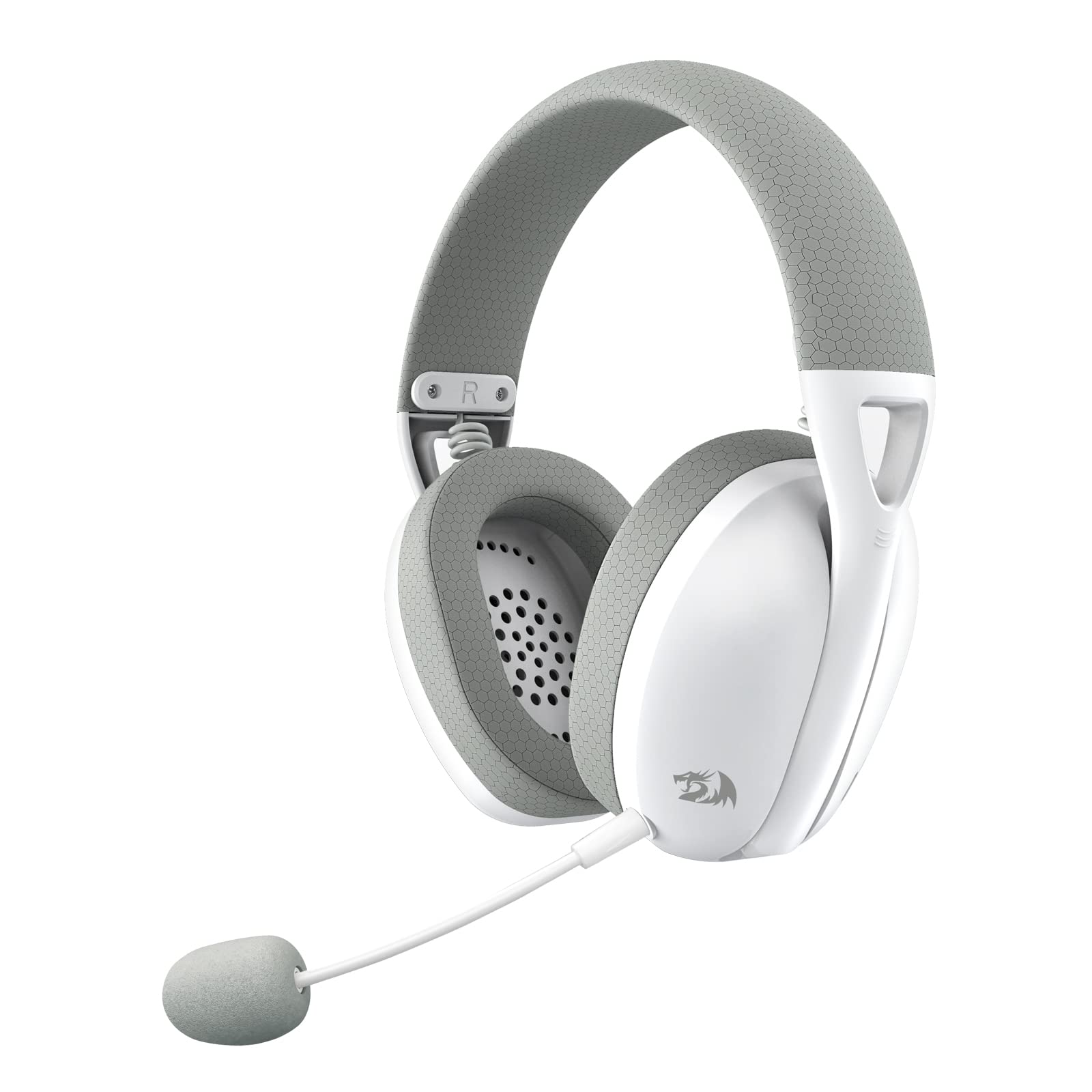 REDRAGON IRE White/Grey H848G Wireless Bluetooth Headphones with USB Dongle, Ultralight 180g, Detachable Mic, PC, Console, Mobile