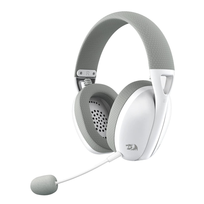 REDRAGON IRE White/Grey H848G Wireless Bluetooth Headphones with USB Dongle, Ultralight 180g, Detachable Mic, PC, Console, Mobile