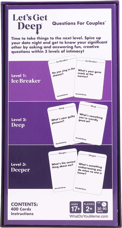 WHAT DO YOU MEME? Let's Get Deep (UK Version), Questions for Couples From Age 17+ For 2+ Players UK Edition