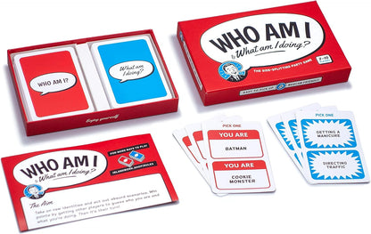 Who Am I & What Am I Doing? – Funny 2–10 Player Party Game – Charades & Impressions Card Game for Adults, Couples & Family - for Travel, Board Game Night or Dinner Party (14+