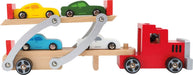 small foot 4222 Wooden car transporter, with movable loading ramp, detachable trailer and 4 cars standard