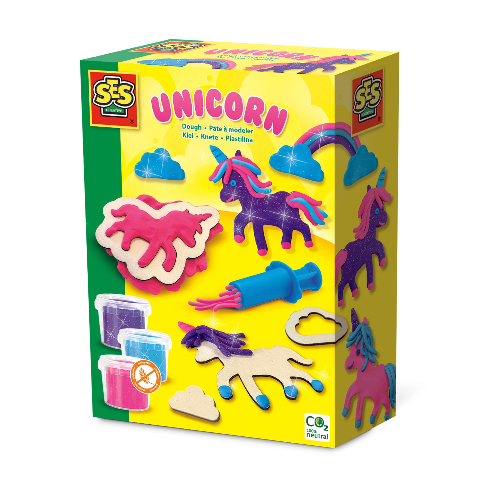 SES 00410 Knete-Einhorn-Neonglitzer,