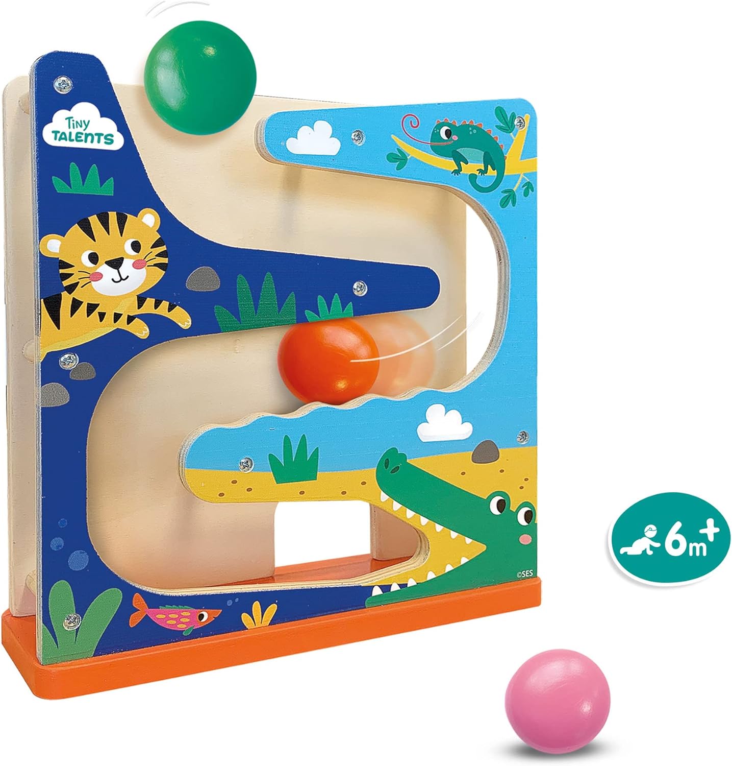 SES Creative 13144 Wooden Ball Track Crocodile, Multi, One Size