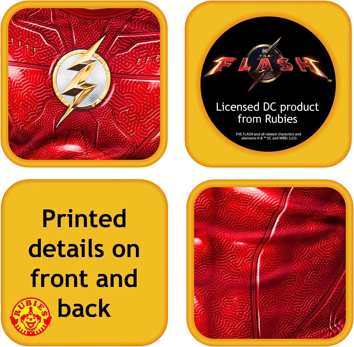 Rubie's Boys DC Comics Flash The Movie Costume Jumpsuit and Mask, Kids Fancy Dress