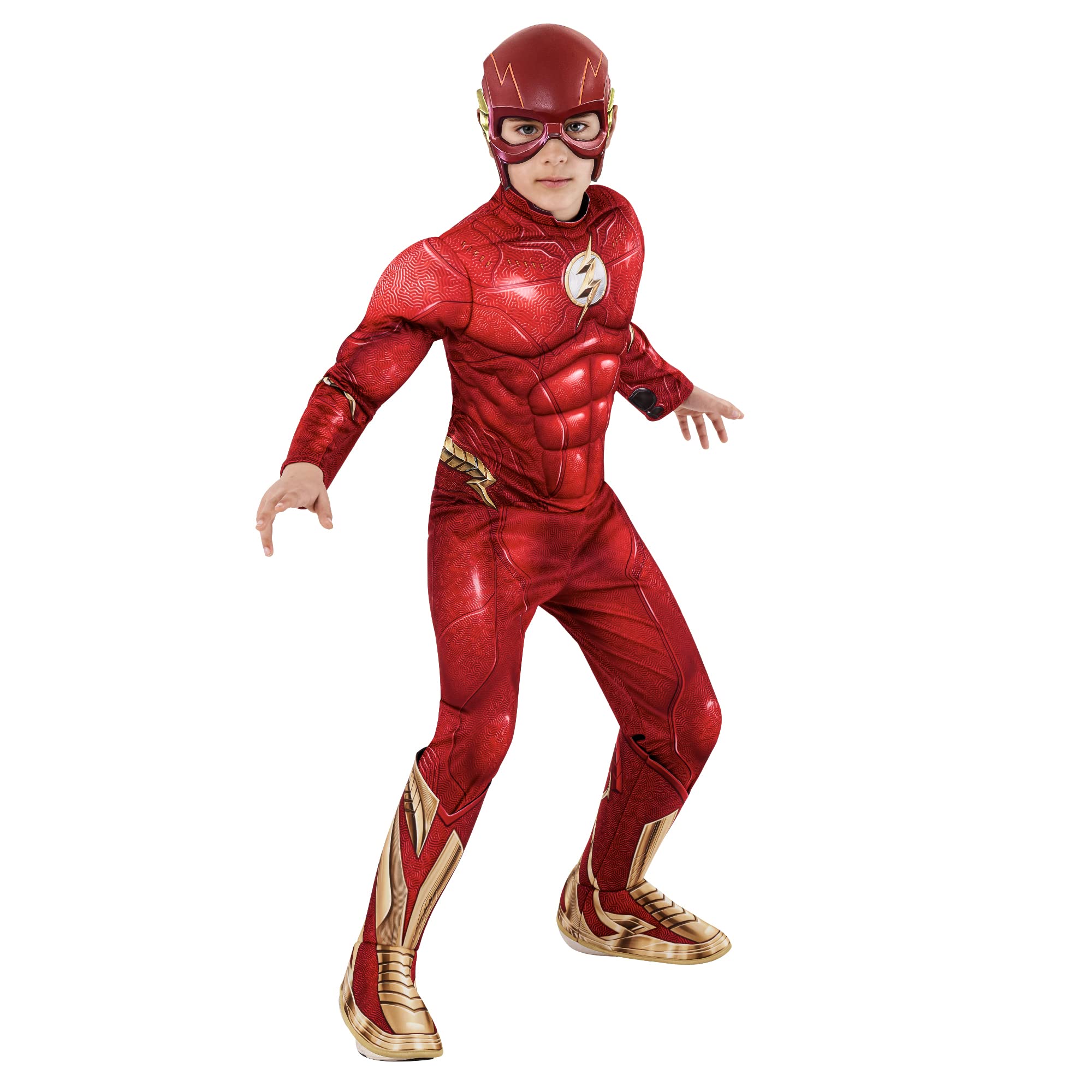 Rubies Official DC Comics Flash The Movie Deluxe Costume Jumpsuit and Mask, Kids Fancy Dress