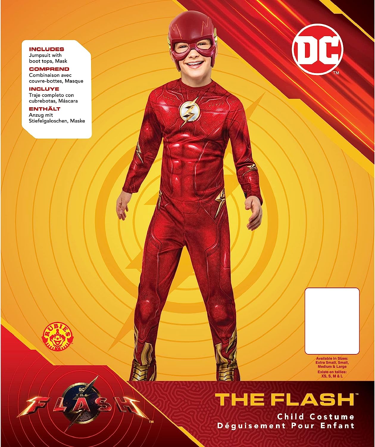 Rubie's Boys DC Comics Flash The Movie Costume Jumpsuit and Mask, Kids Fancy Dress