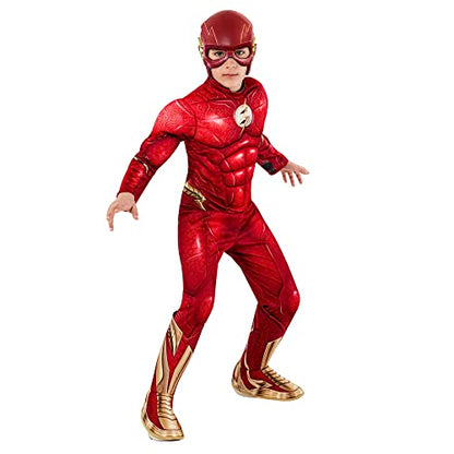 Rubies Official DC Comics Flash The Movie Deluxe Costume Jumpsuit and Mask, Kids Fancy Dress