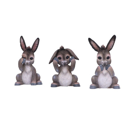 Nemesis Now Three Wise Donkeys - Trío de Figuras de Burro (11 cm), Resina, Gris, mercancía Animal, fundida en la Mejor Resina, Pintada a Mano