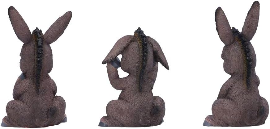 Nemesis Now Three Wise Donkeys - Trío de Figuras de Burro (11 cm), Resina, Gris, mercancía Animal, fundida en la Mejor Resina, Pintada a Mano