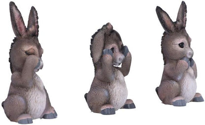 Nemesis Now Three Wise Donkeys - Trío de Figuras de Burro (11 cm), Resina, Gris, mercancía Animal, fundida en la Mejor Resina, Pintada a Mano