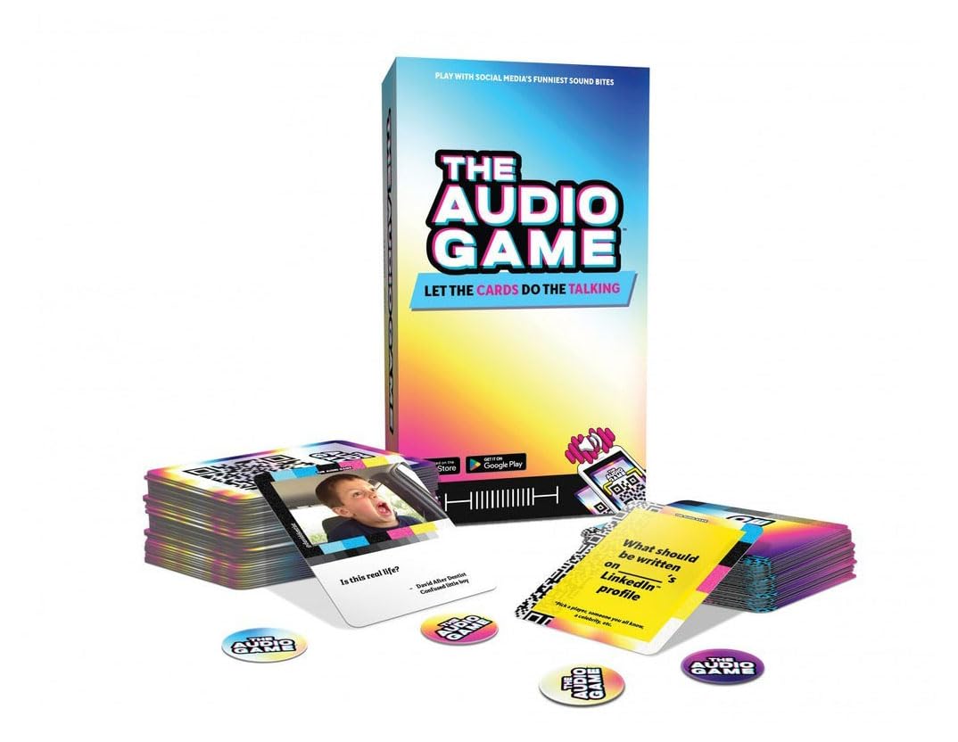 Il gioco audio | Il gioco in cui accoppia morsi sonori esilaranti con schede di configurazione volgare | Gioca con i morsi sonori più divertenti dei social media | 2-8 giocatori, dai 17 anni in su