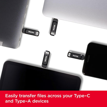 SanDisk 32GB Ultra Dual Drive Go USB Type-C Flash Drive with reversible USB Type-C and USB Type-A connectors, for smartphones, tablets, Macs and computers