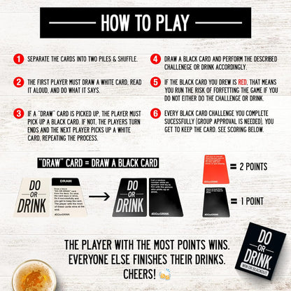 Do or Drink - Party Card Game - for University, College, Camping, Hen's Night, Stag Parties - Funny for Men & Women