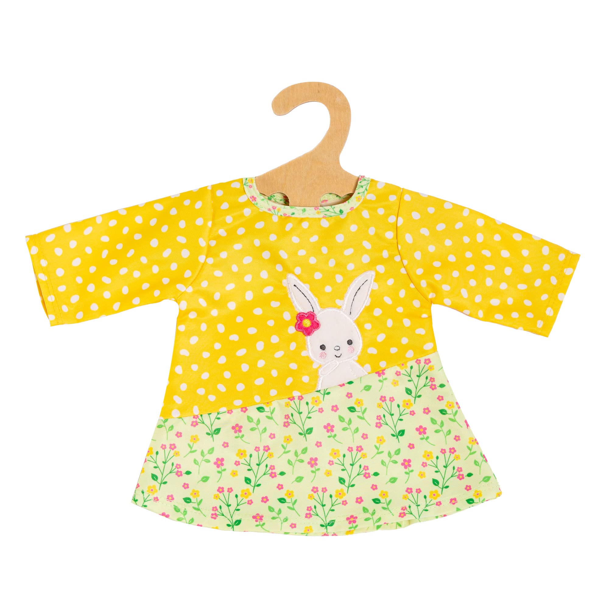 Heless 1355 - Puppenkleidung im Design Bunny Lou, Tunika-Kleid mit Hasenapplikation und Blumenmuster für Puppen und Kuscheltiere der Größe 28-35 cm