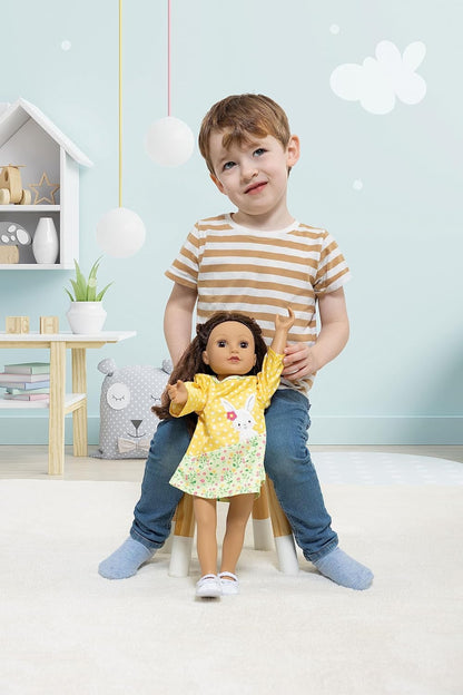 Heless 1355 - Puppenkleidung im Design Bunny Lou, Tunika-Kleid mit Hasenapplikation und Blumenmuster für Puppen und Kuscheltiere der Größe 28-35 cm