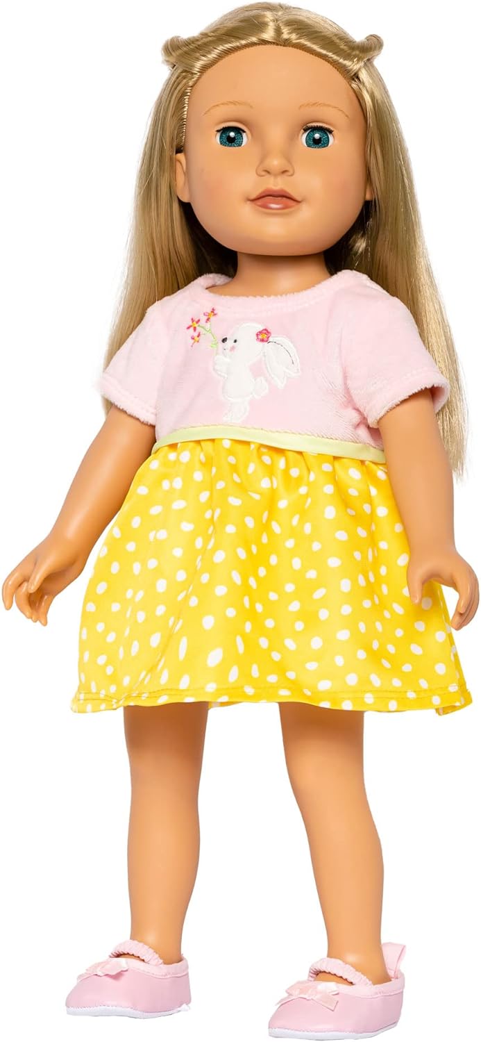 Heless 1360 Doll Clothes in Bunny Lou Design, Dress with Rabbit Appliqué for Dolls and Cuddly Toys Size 28-35 cm