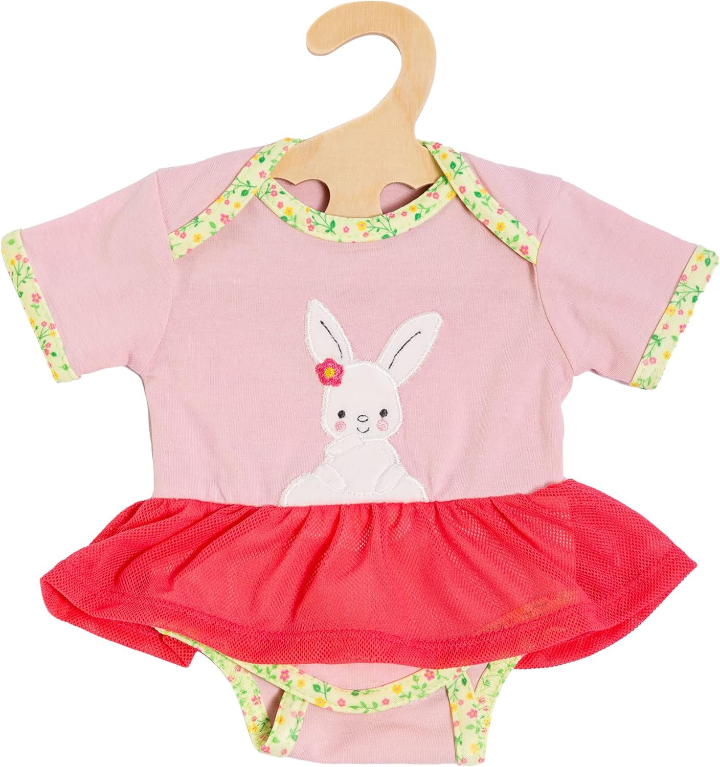Heless 2321 - Puppenkleidung im Design Bunny Lou, Body mit Tutu, Hasenapplikation und Blumenmuster für Puppen und Kuscheltiere der Größe 35-45 cm