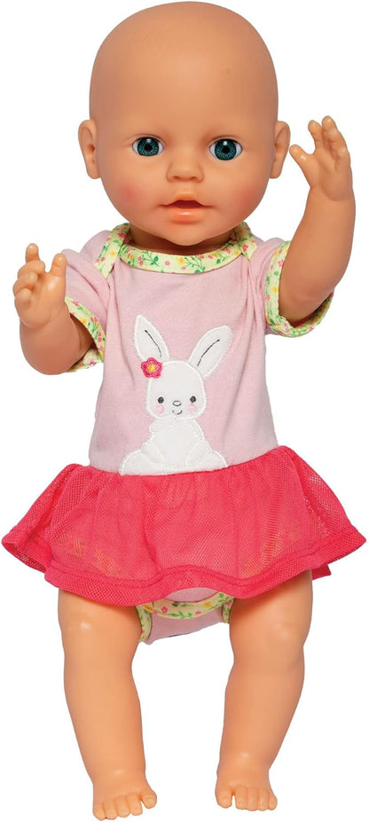 Heless 2321 - Puppenkleidung im Design Bunny Lou, Body mit Tutu, Hasenapplikation und Blumenmuster für Puppen und Kuscheltiere der Größe 35-45 cm