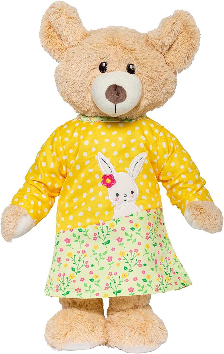 Heless 2355 - Puppenkleidung im Design Bunny Lou, Tunika-Kleid, mit Hasenapplikation und Blumenmuster für Puppen und Kuscheltiere der Größe 35-45 cm