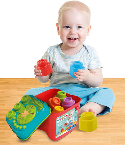 Clementoni 17807 Sensory Bucket, Clemmy Soft Blocks for 6 Months, Building Bricks Washable, Construction Kids, Early Development & Activity Toys, Made in Italy, multi-color