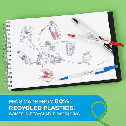 Paper Mate Kilometrico Ballpoint Pens | Long Writing with Medium Point (1.0mm) | Blue Ink | 80% Recycled Plastic | 8 Count