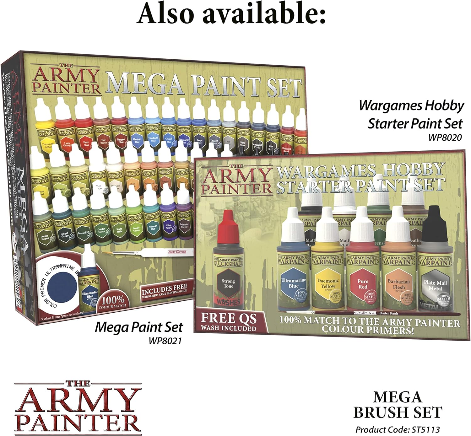 The Army Painter Wargames Mega Brush Set - 10 Miniature Paint Brushes Including Free Masterclass Kolinsky Sable Hair Brush and Detail Paint Brush with Fine Tip - Miniature Painting Kit for Wargamers