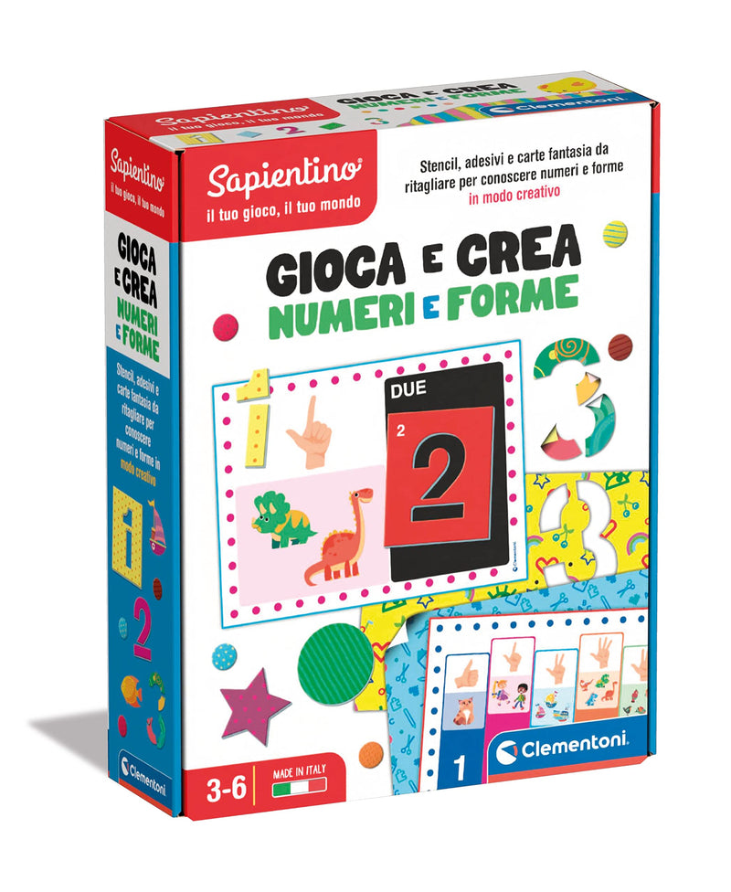 Clementoni Sapientino-Gioca e Crea Stencil e cifre Puzzle da comporre, Gioco educativo per Imparare i Numeri, Bambini 3-6 Anni, Made in Italy, Multicolore, Medio, 16727