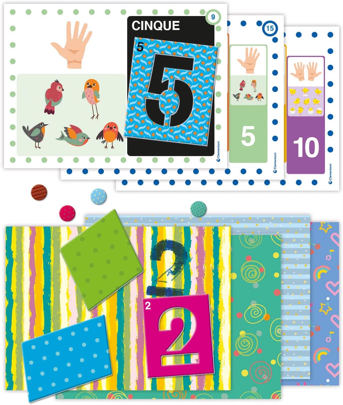 Clementoni Sapientino-Gioca e Crea Stencil e cifre Puzzle da comporre, Gioco educativo per Imparare i Numeri, Bambini 3-6 Anni, Made in Italy, Multicolore, Medio, 16727