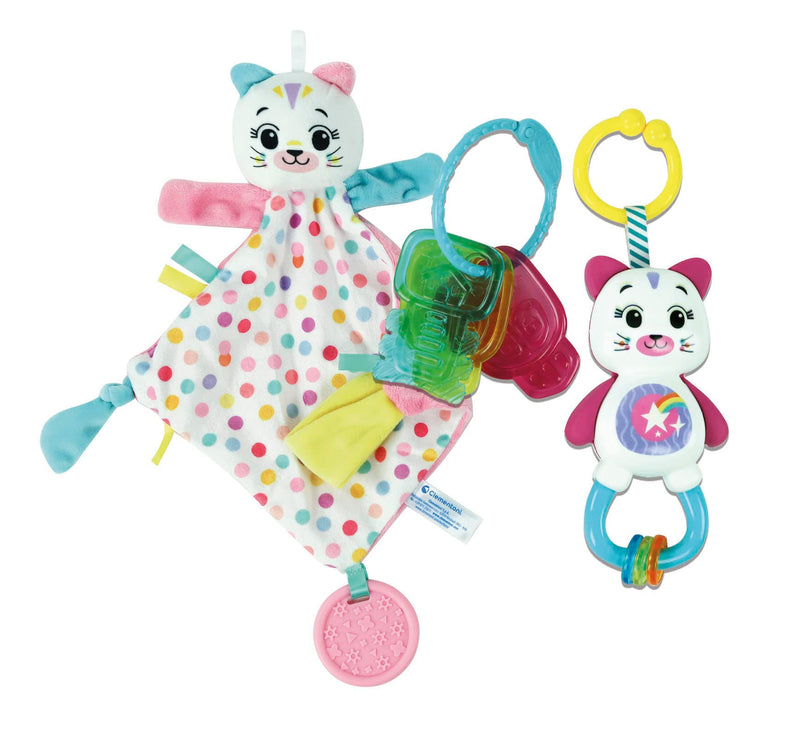 Clementoni Baby Gift Set - Kitty: Soft Rattle, Teething Keys & Cuddle Blanket (0+ Months