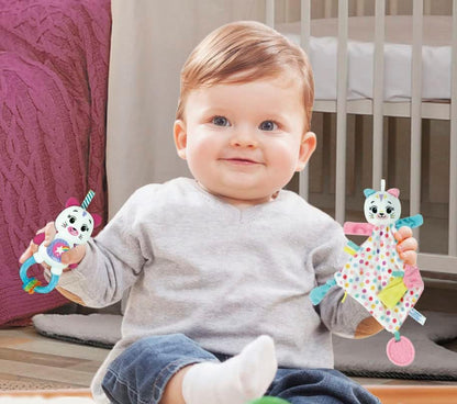 Clementoni Baby Gift Set - Kitty: Soft Rattle, Teething Keys & Cuddle Blanket (0+ Months