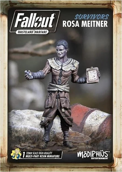 Modiphius Entertainment Ltd Fallout: Wasteland Warfare - Rosa Meitner (Promo) - 1 Miniature, Unpainted, 32mm Figure, RPG
