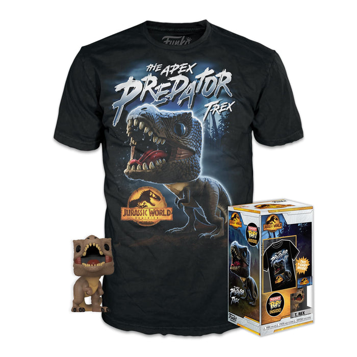 Funko Pocket POP! & Tee: Arcadia - Trex - Small - (S) - Jurassic World - T-Shirt - Clothes With Collectable Vinyl Minifigure - Gift Idea - Toys and Short Sleeve Top for Adults Unisex Men and Women