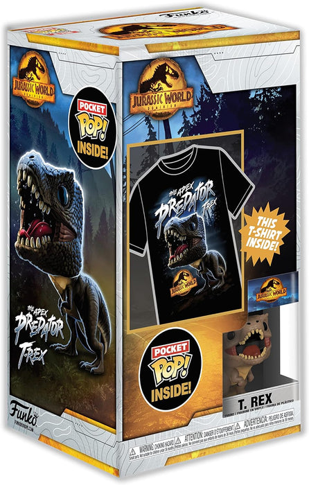 Funko Pocket POP! & Tee: Arcadia - Trex - Small - (S) - Jurassic World - T-Shirt - Clothes With Collectable Vinyl Minifigure - Gift Idea - Toys and Short Sleeve Top for Adults Unisex Men and Women