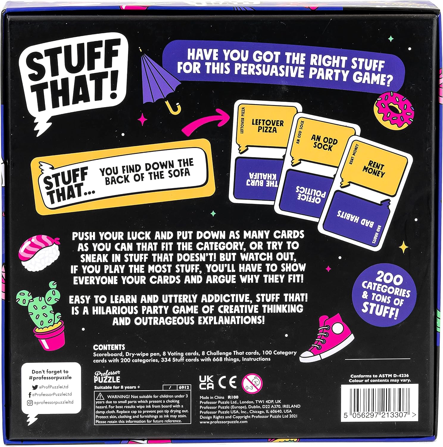 Stuff That! by Professor Puzzle Games - Family Friendly Card Game of Creative Thinking/Bluffing! - Card Game for All Ages.